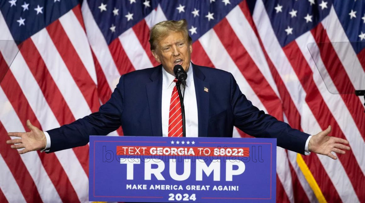 Former President Donald Trump speaks during a rally in Rome